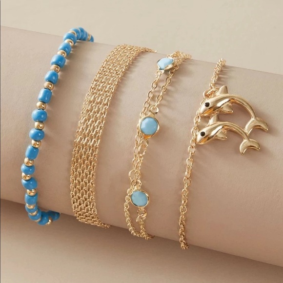 Dolphin & Bead Decor Anklet Set - Picture 2 of 4